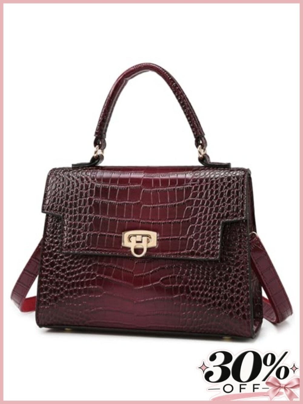 Makukke Structured Vegan Leather Satchel Top Handle Crossbody Bag